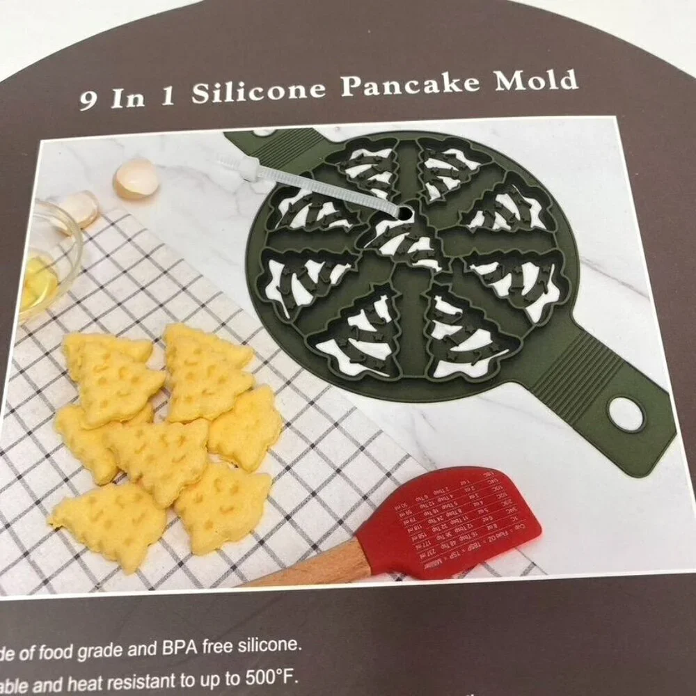 Cook With Color Silicone Trees Pancake Mold Green Mini Christmas Trees Holiday